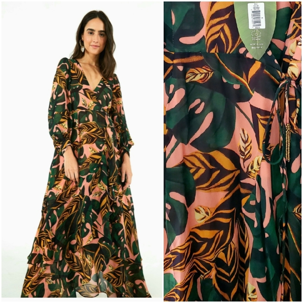 Farm Rio Leaf Wrap Maxidress